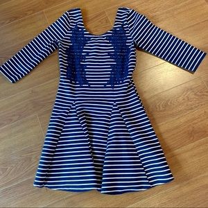 Free People stripe and embroidered A-line dress